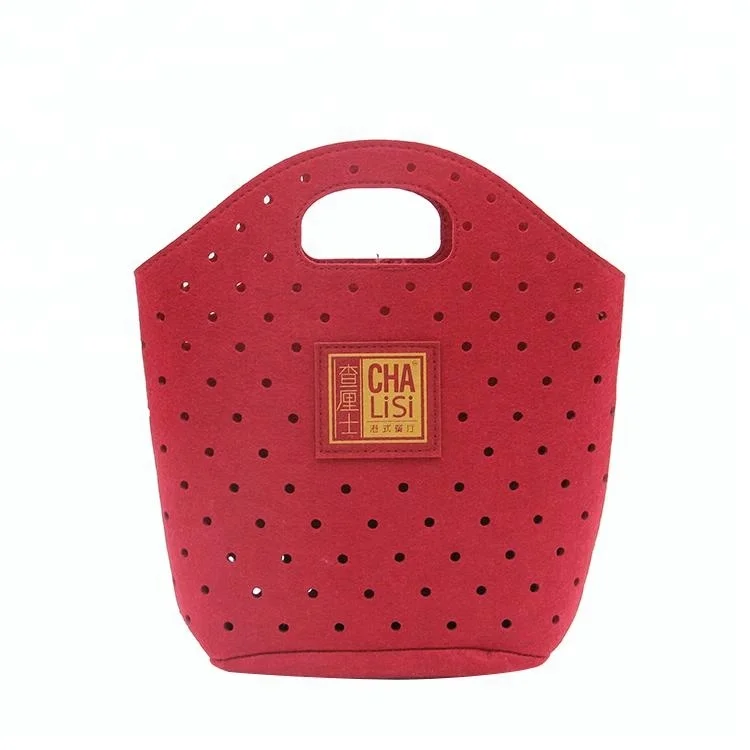 Women designer red felt daily use handbags bag for shopping