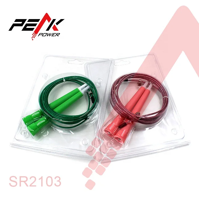 PeakPower Plastic Handle Jump Rope with Nylon Covered Wire Rope