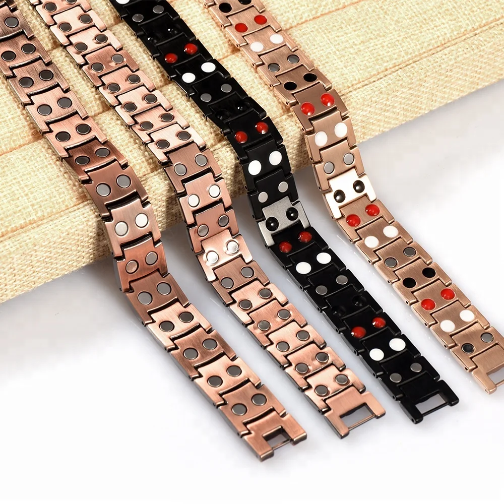Wollet Hot 4 In 1 Energy Double Row 316L Stainless Steel Titanium Bio Magnetic Bracelet