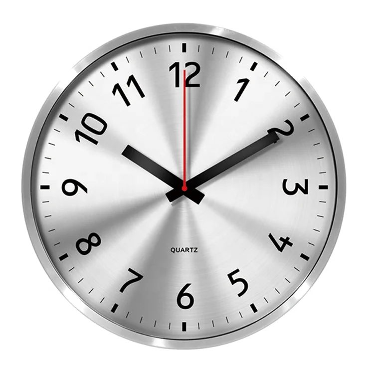 High quality metal simple Design silent round fashion aluminum Wall Clock custom logo