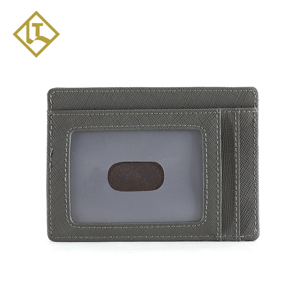 Super slim light custom cardholder 100% full-grain genuine leather card holder rfid blocking card wallet with 5 cash slots