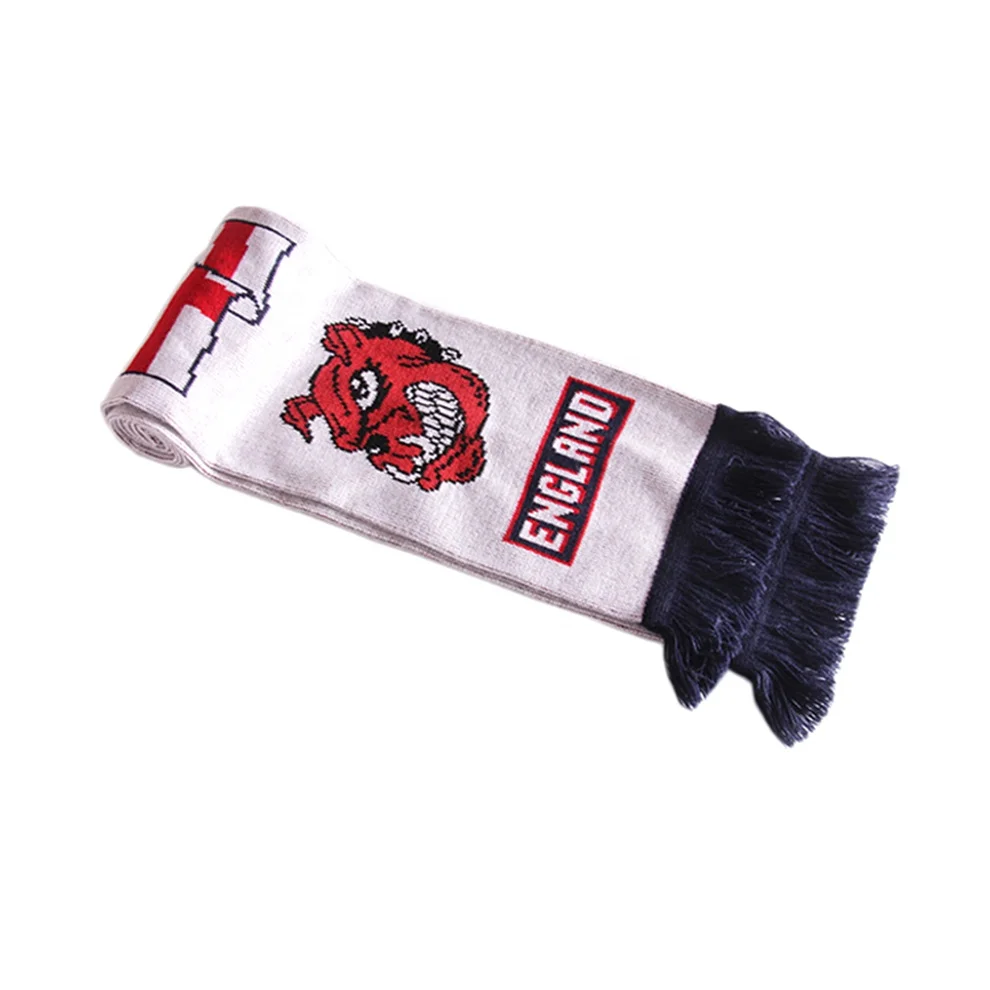 Acrylic Woven Jacquard Knit Printing Sport Knitted Soccer Football Fan Scarf