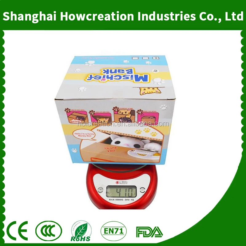 Automated White Kitty Cat Steal Coin Money Box Piggy Bank Kids Gift Money Bank