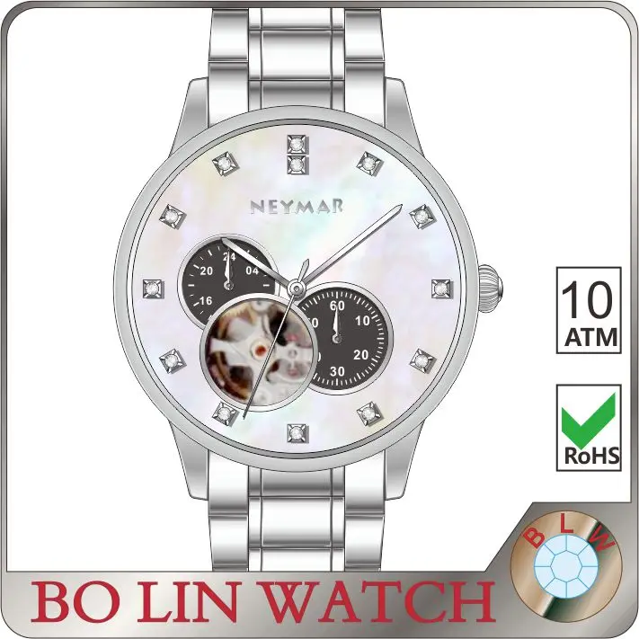 2015 моды стиль унисекс скелет белый циферблат из нержавеющей стали Япония движение Movt часы