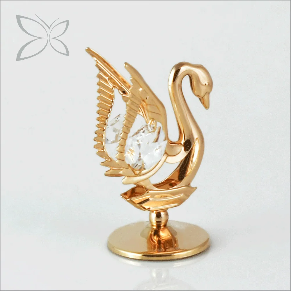 Crystocraft Gold Plated Metal Swan with Brilliant Cut Crystals Wedding Return Gift Ideas