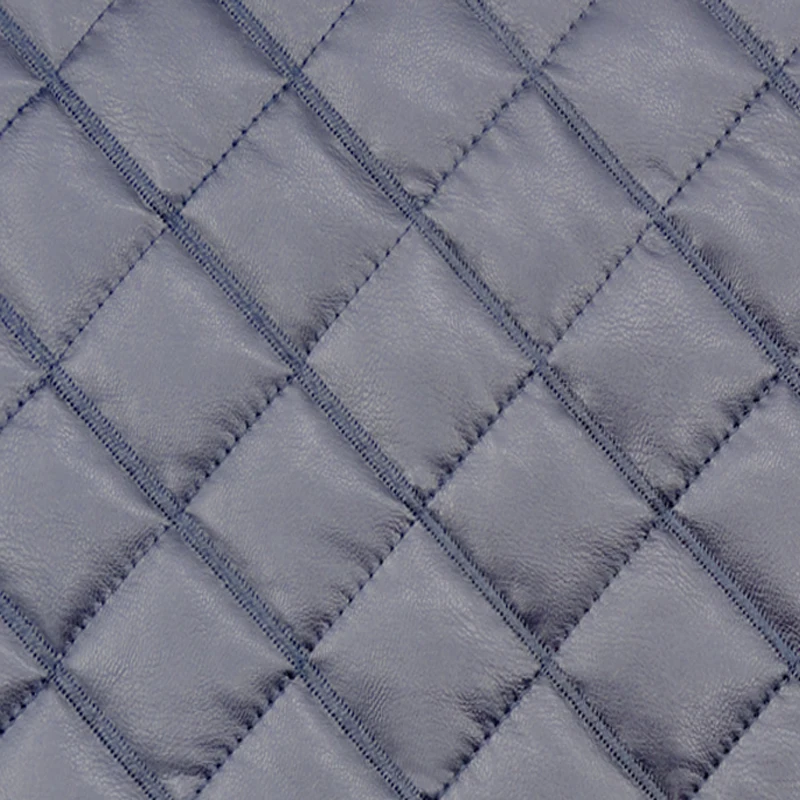 Warmth Keeping Polyester Batting Double Layer Pre Quilted Leather Jacket Fabric