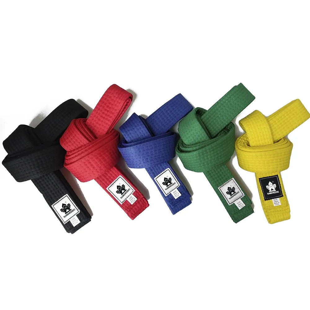 Custom multicolor hot sale 100 % cotton durable karate belts taekwondo black belt