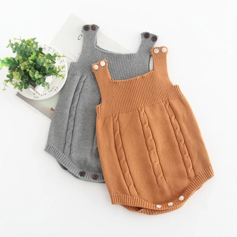 
2020 High Quality Baby Boy Knit Romper Girls Cute Crochet Rompers Toddler Brand Spring Suspender Infant Lovely Knitting Romper 