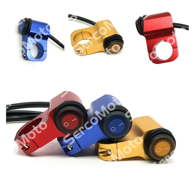 Водонепроницаемые переключатели на руль для мотоцикла, 12 В, 7/8 дюйма, 22 мм, стоп-сигналы для фар, противотуманные фары, переключатель ВКЛ./ВЫКЛ. С индикатором