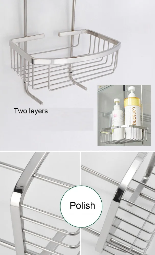 
304 Stainless steel fastening without drilling corner shower shelf hanging 
