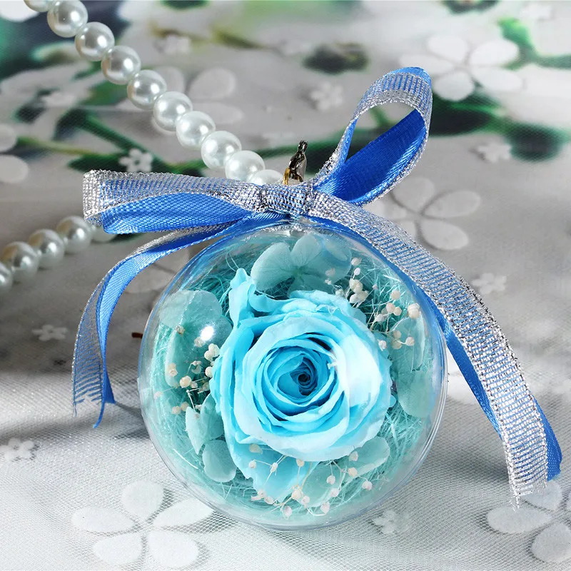 
Customized Promotional Gifts Preserved Forever Flowers Key Chain Car hanging Glass Ball Preserved Flower 