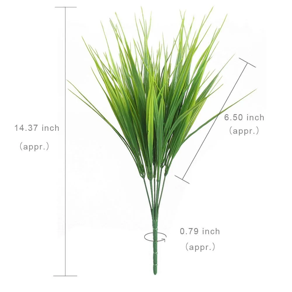 Artificial Plants Faux Plastic Wheat Grass Fake Leaves Shrubs Simulation Greenery Bushes Indoor Outside Home Garden Decor