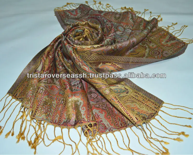 Latest design Indian Silk Shawls silk jacquard shawls Indian designer handmade silk scarfs export at wholesale pricing