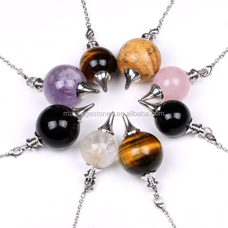 Wholesale Bulk of Dowsing Sphere Pendulum Hanging Ornament Crystal Healing Charm Jewelry