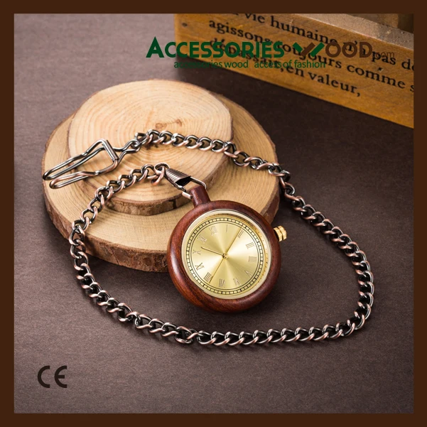 New develop Japan movement wooden quartz pocket watch for women
