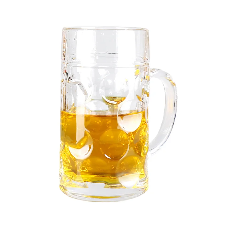 Popular 600ml beer stein lead free beer mug embossed beer glass with handle