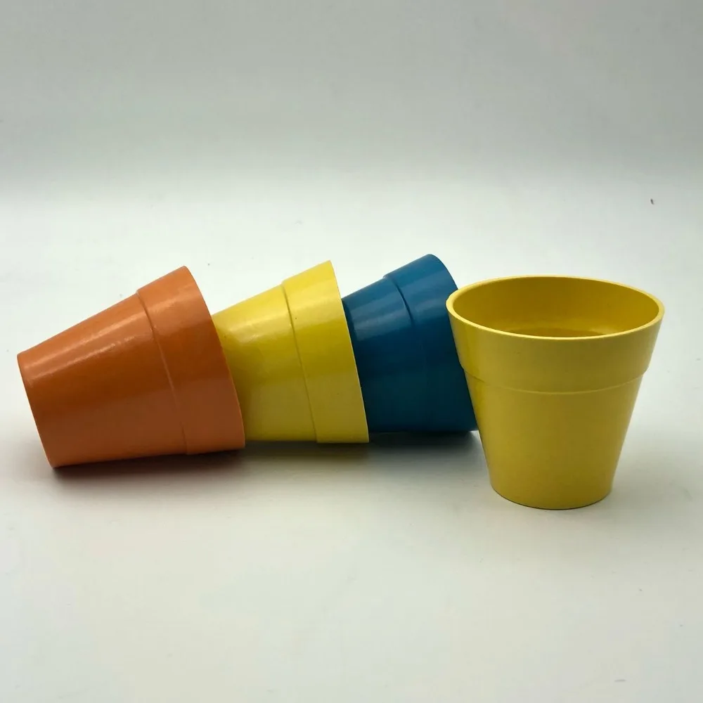 High quality Bamboo fiber plastic flower pots biodegradable flower planter decoration garden pot planter