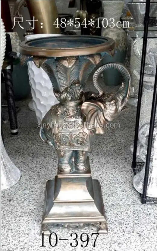 FRP European Resin Colorful Floor Flower Large Vase Elephant Sculpture