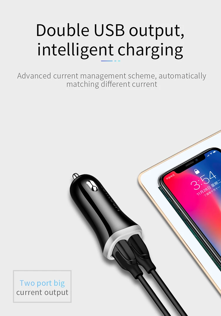 
Joyroom 3.1A 2Usb Car Fast Charger With Cable Micro Usb Charger 