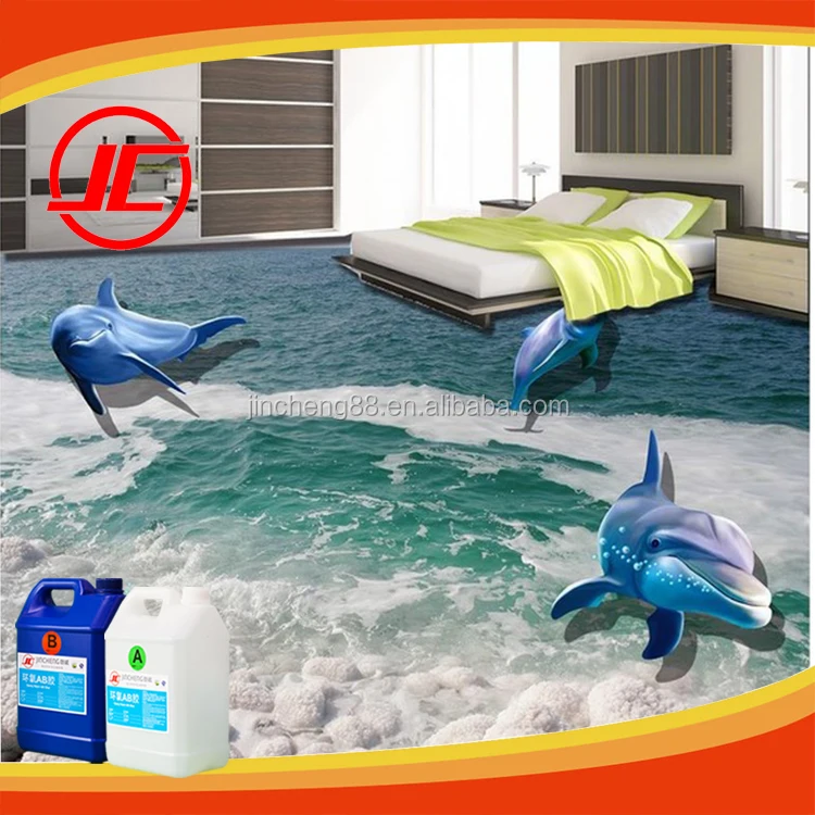 Custom 3D Gloss Liquid Water Clear Epoxy Paint Floor For PVC Logo Design