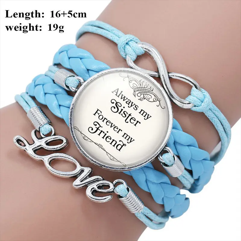 Always My Sister Forever My Friend Friendship infinity love  Multilayer Woven Bracelet for Women Fashion Sister Jewelry