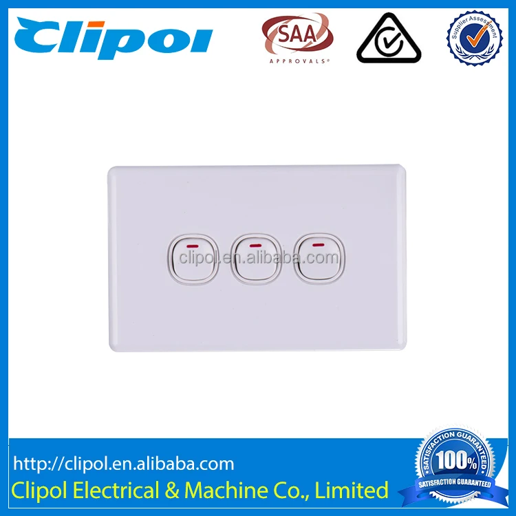 Good Quality White 3 Gang Electric Light Switch