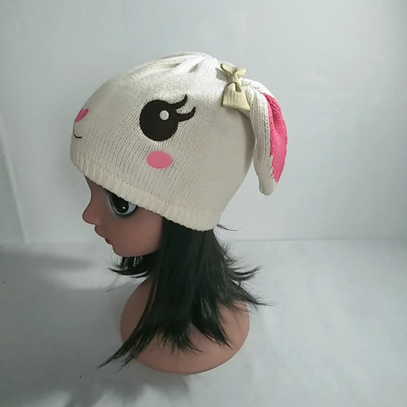 Factory price cute children knitted hats funny hats with long animal ear