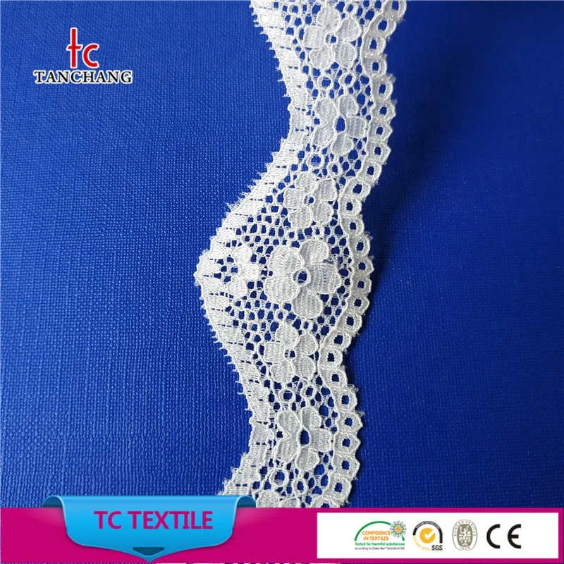 Guangzhou factory wholesale  3.5cm scallop design nylon spandex quality lycra lace trim for lingerie  LSHB9222
