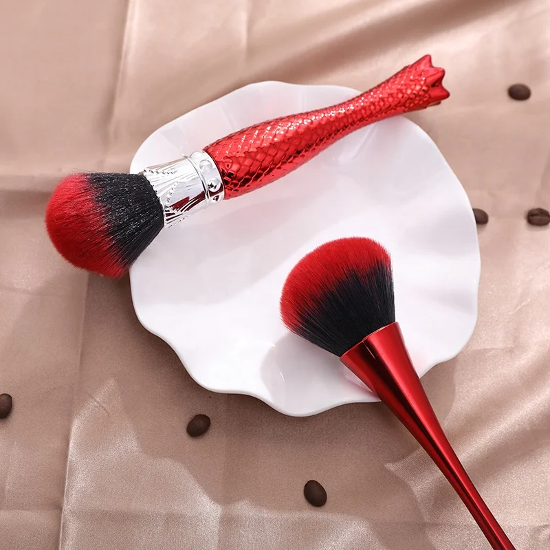 2019 Fangxia Professional Private Label Fiber Hair Plastic Handle Foundation Blush Brush Makeup Brush Nail Mermaid Brush