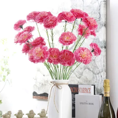 YI WU ZERO High Quality Real Touch Hot Sale Simulation Flower Silk Carnation Artificial Flower For Home Wedding Party Decoration