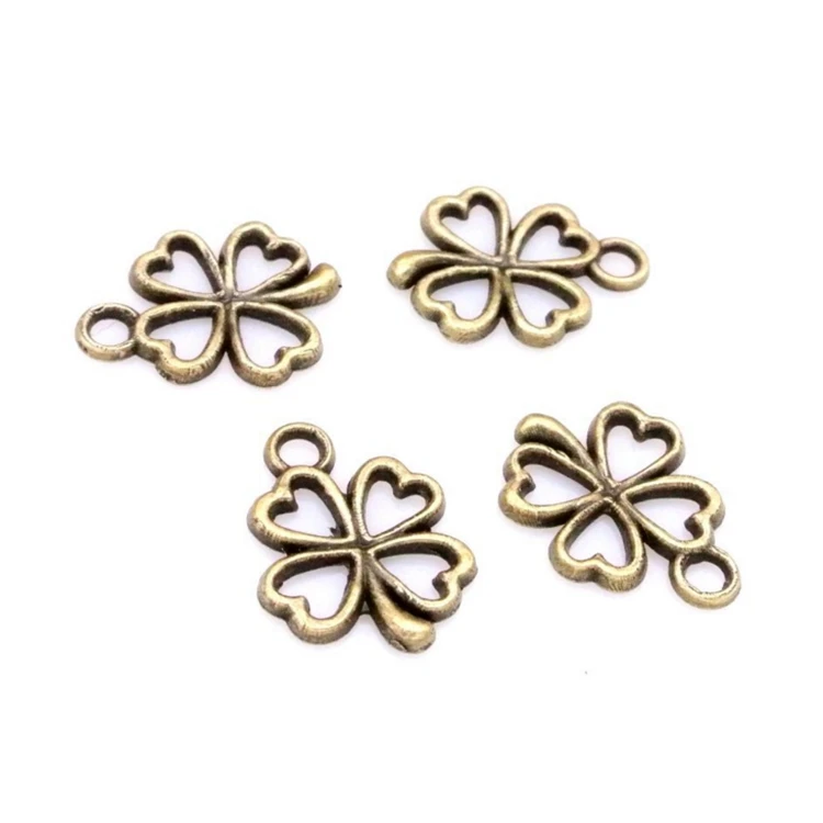 vintage metal alloy antique bronze charms lucky  Four Leaf Clover pendants charms for jewelry necklace making