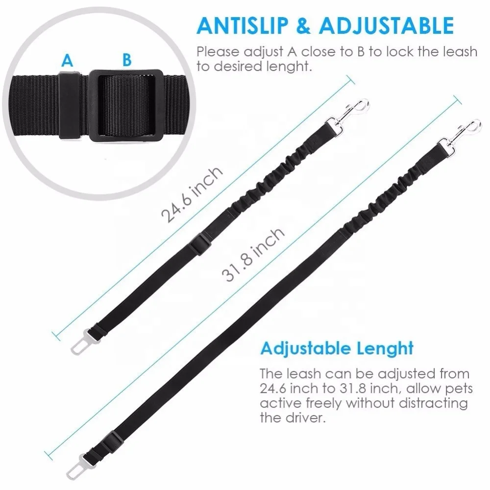 Регулируемый сверхмощный, эластичный и прочный автомобильный ремень безопасности для собак