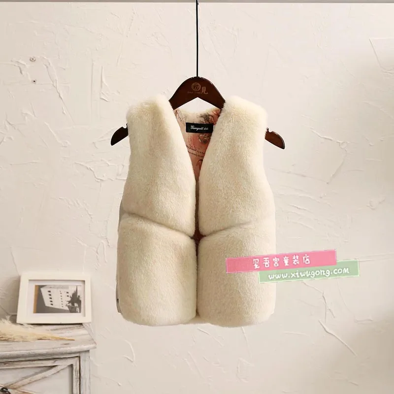 
Girls Boys Faux Fur Vest Sleeveless Outwear Coat For Toddlers Children Kids 