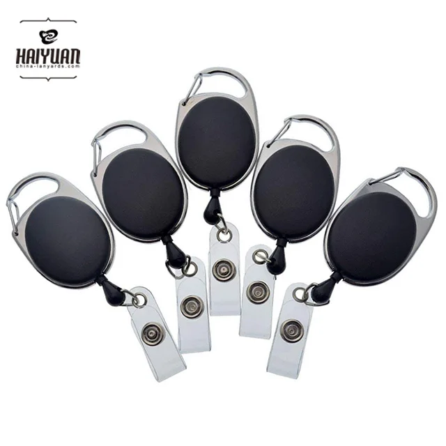 Bulk ID Premium Carabiner Clip Badge Reels - Retractable I.D. Card Holders Stock Colors