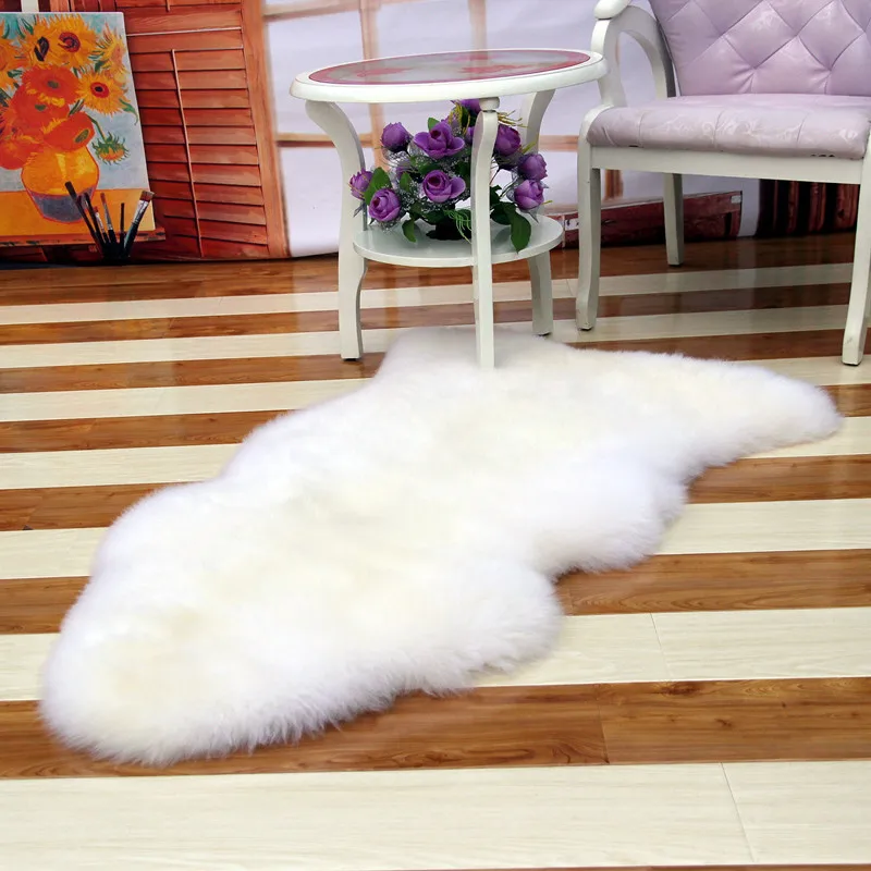 Wholesale Black Single Piece Sheepskin Product Artificial Wool Lambskin Rugs