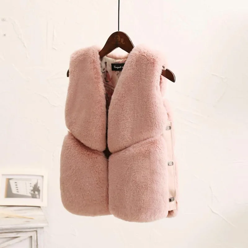 
Girls Boys Faux Fur Vest Sleeveless Outwear Coat For Toddlers Children Kids 
