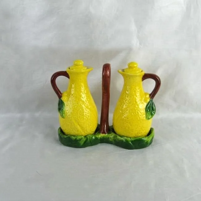 Custom handmade ceramic decorative lemon salt and pepper shaker