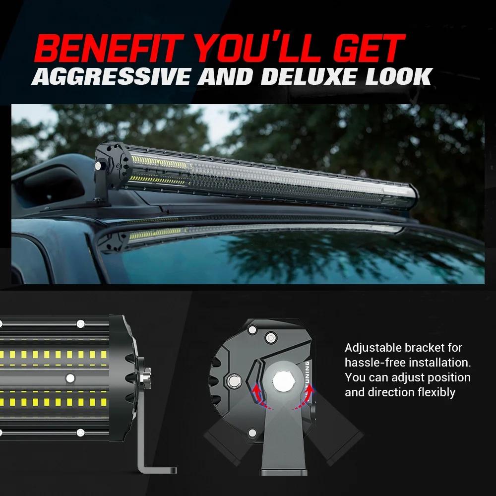 Innovative Streamline ArcMask Design Quad Row 43 Inch Off Road Driving Work Lamp With Mounting Set