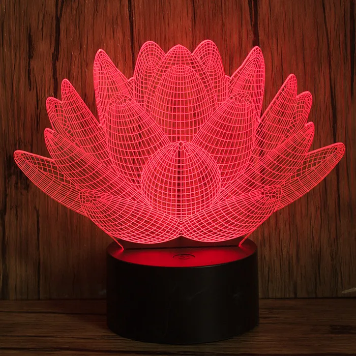 Lotus 3D LED Mould 7 Colors change table desk mood night Lights Lamp