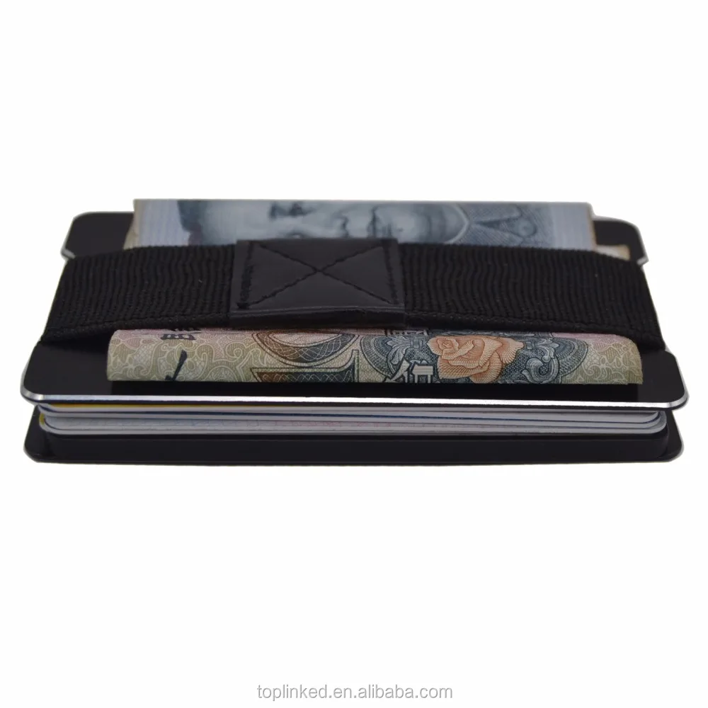 Tuopuke minimalist unique metal rfid men wallet with mini safe elastic money band and coin compartment
