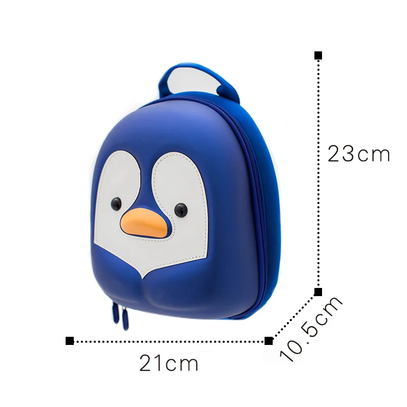 Supercute EVA 3D Hard Shell Penguin-Print School Backpack for Kids and Toddlers with Safety Harness