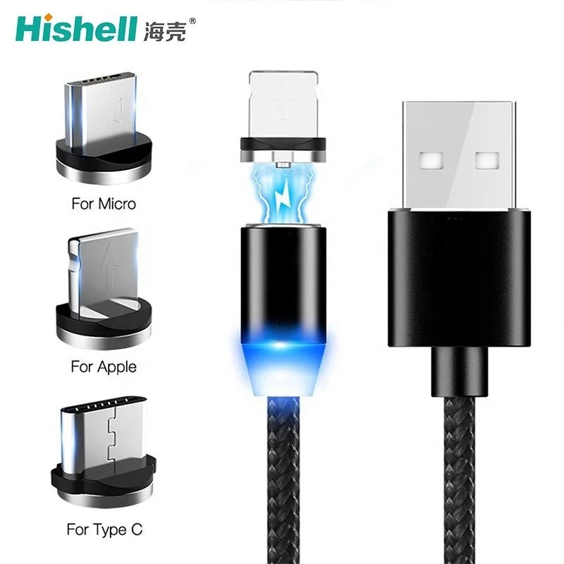 3 в 1 Магнитный зарядный кабель Micro usb с нейлоновым Зарядное устройство usb кабель для зарядки без данных Магнитный usb-кабель магнит