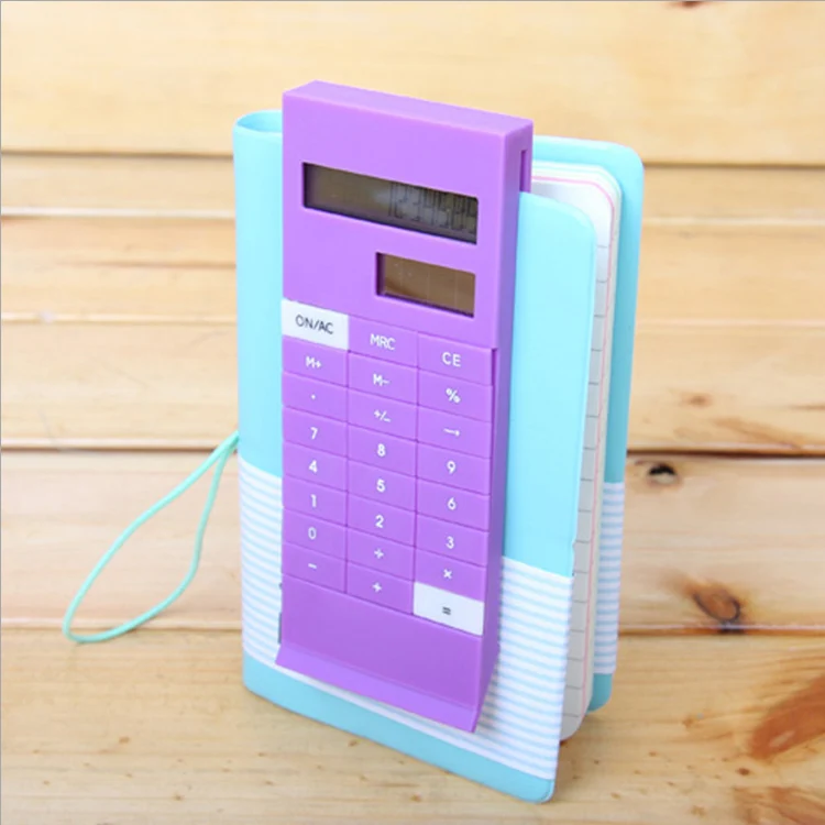 Super thin clip calculator for notebook , solar silicone calculator