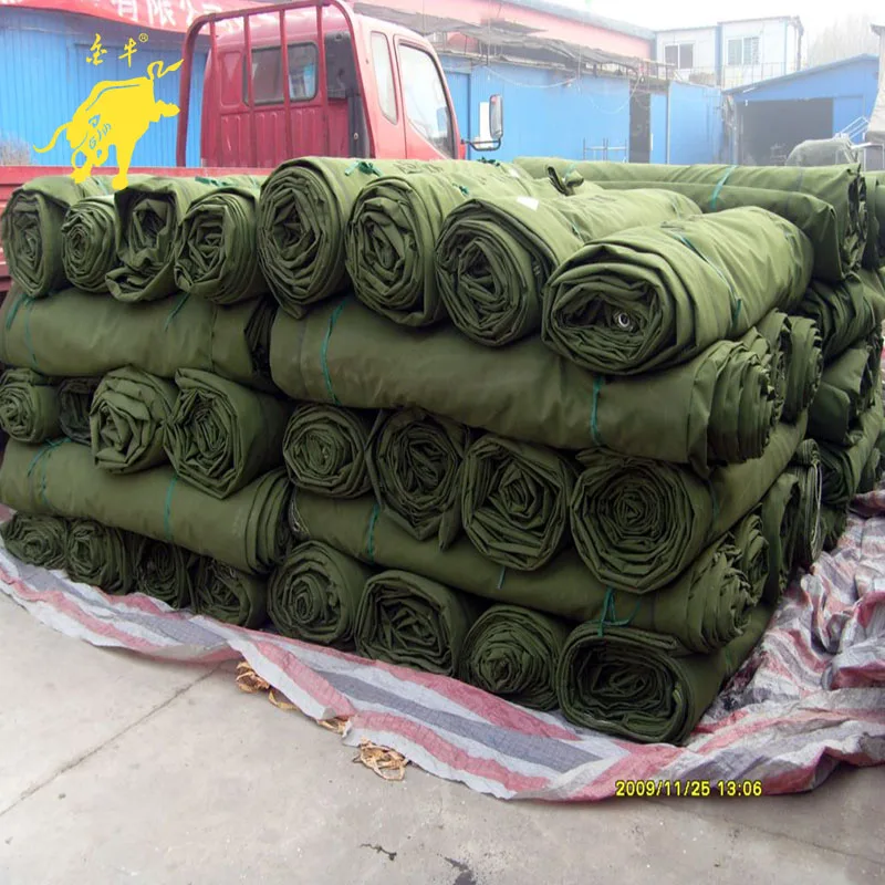 waterproof olive green 100% polyester canvas tarpaulin