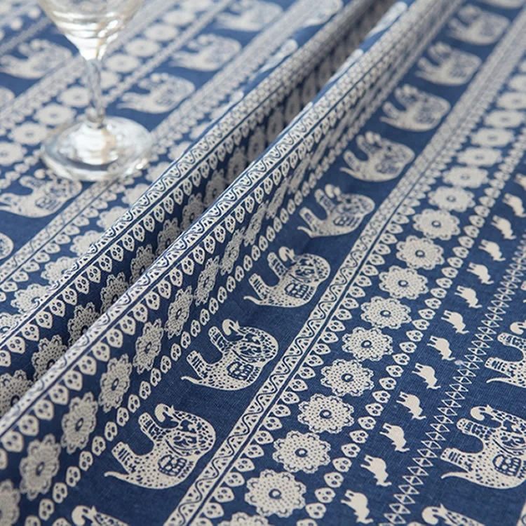 
Bohemian custom rectangle classic linen cotton fabric printed table mats 