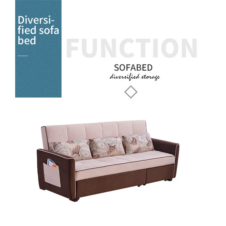 Откидывающаяся мебель для сна Современная Складная двухъярусная гостиной из современной ткани раскладной диван-кровать с хранилищем