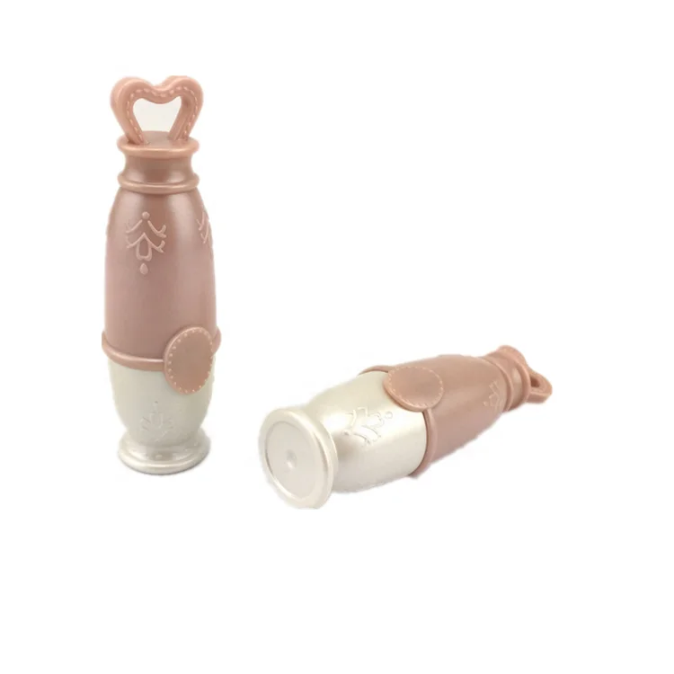 Cute plastic pink heart shape cap lipgloss tubes with brush lipgloss container/ cosmetic packaging for girl