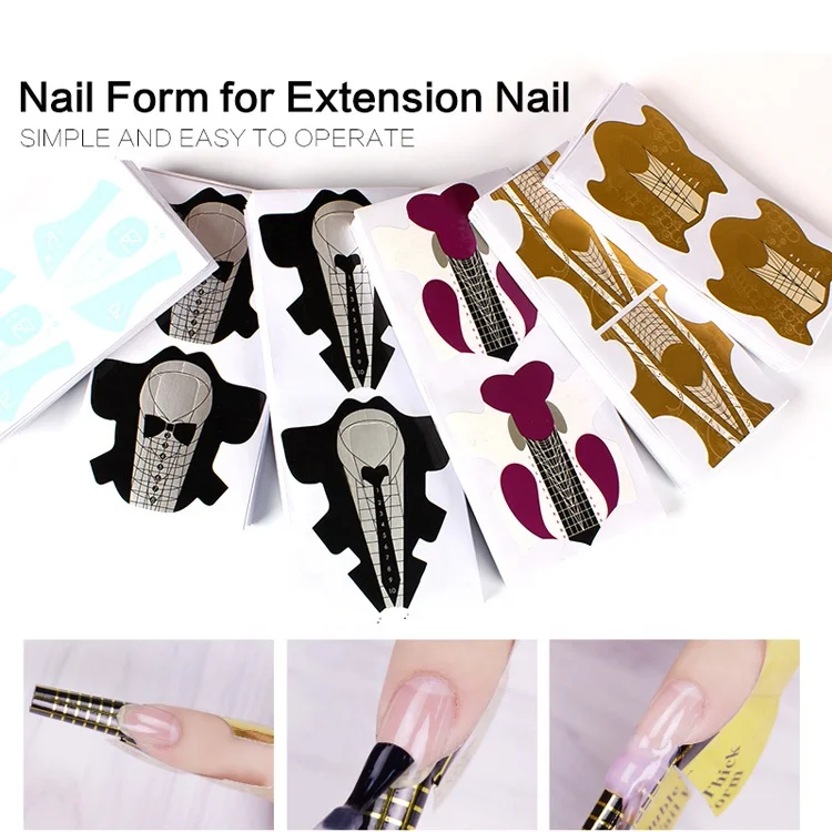 
Professional Stiletto Paper Nail Form Acrylic Curve Round UV Gel Extension Reusable Nail Art Form 
