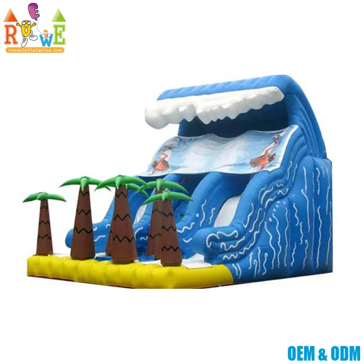  Двухполосная водная горка 18 футов надувная океанской волны с бассейном