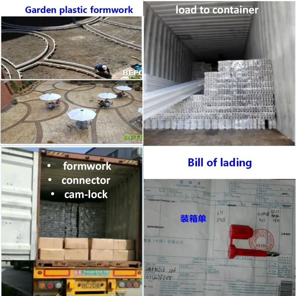 Lightweight reusable flexible plastic formwork edge boxing sidewalk footpath garden landscape  concrete floor boundary